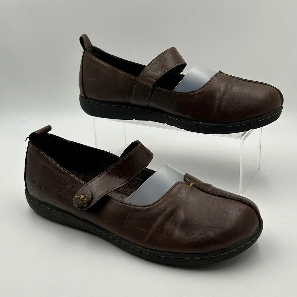 b.o.c. Born Concept Mary Jane Flats Womens 9.5 Brown Faux Leather Gorp Comfort